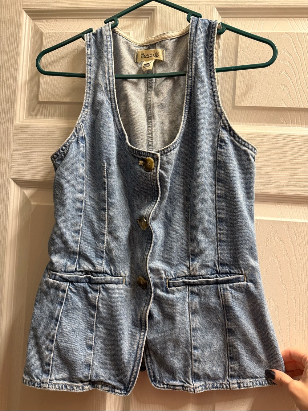 Madewell Light Blue Denim Button-Front Tank Top